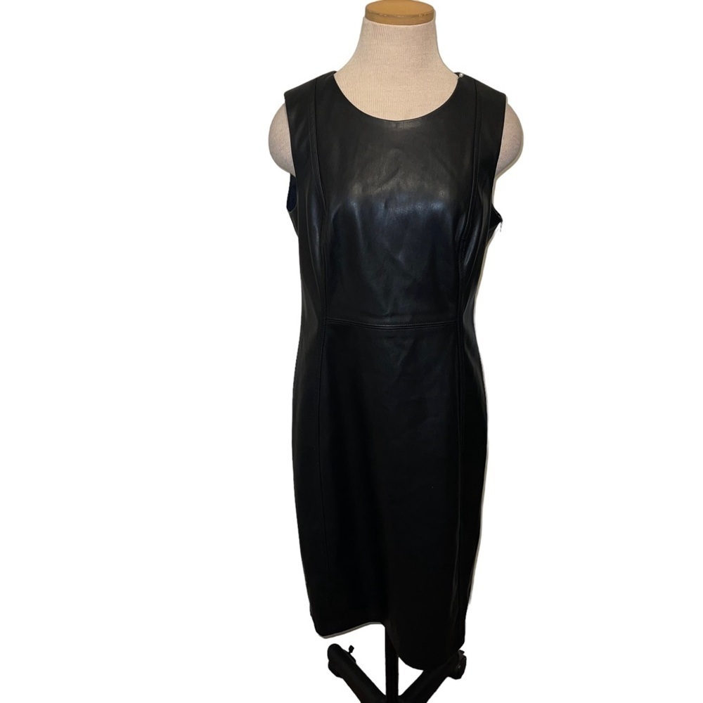 NWT Calvin Klein Women Faux Leather Dress Size 10 - Picture 4 of 13